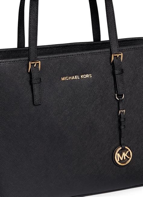 michael kors jet set saffiano black|jet set travel large saffiano.